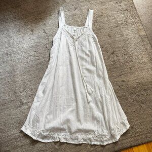 India Boutique Sleeveless Embroidered White Gauze Tank Sundress OS Small/Medium